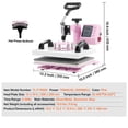 thumbnail image 2 of KFFKFF KFFKFF Heat Press, 12x10 inch Dual-Function, Swivel 360° T-Shirt & Hat Press, Digital Control, for T-Shirts, Pillows, Hats, Caps, Pink, 2 of 9