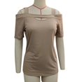 thumbnail image 2 of Camiseta Con Hombros frhos para Mujer, parte frontal suelta y transpirable para uso diario casual, 2 of 3