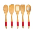 thumbnail image 1 of JS Gourmet - 5 Piece Beech Wood and Silicone Kitchen Utensil Set, Red, 1 of 2