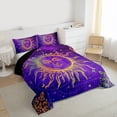 thumbnail image 3 of Manfei Boho Abstract Sun Queen Comforter Set,Vintage Damask Floral Bedding Sets,Purple Gold Bedding Comforter Set For Adults,Luxury Bedroom Decor Reversible,3pcs, 3 of 8