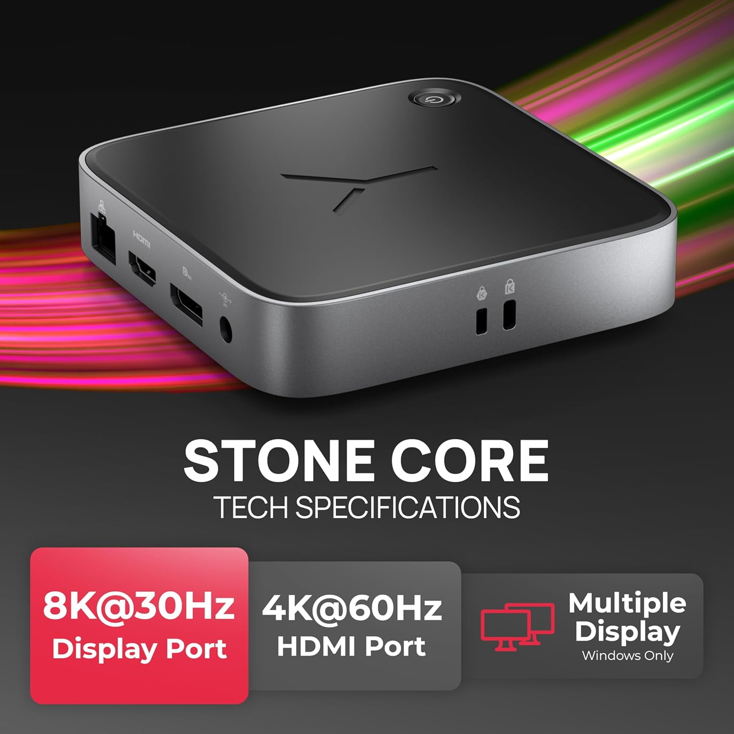 Brydge Stone CORE USB-C MST (Multi-Stream Transport) Docking Station, Dual Display for Windows 10 and 11 with 10 Ports and 100 watts of Power