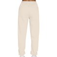 thumbnail image 6 of CLOISE Women Sweatpants Joggers Baggy Fleece Joggers Comfy Pull on Tall Elastic Bottom Pants Beige Active Elastic Waist Drawstring Solid Sweatpants Fashion Winter Long Pants XL, 6 of 7