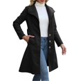 thumbnail image 2 of ClodeEU Women Single Breasted A Lined Winter Coat, Mid Long Wool Coat,Fashion Outerwear Trench Coat Black,Womens Plus XXL, 2 of 8