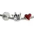 thumbnail image 2 of Queenberry Sterling Silver Red Enamel Heart I Love You Hand Sign Daisy Flower Bead Charm Sets for European Charm Bracelets, 2 of 2