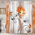 thumbnail image 4 of Rustic Farmhouse Shower Curtain, Farm Orange Daisy Floral Fall Flowers and Butterfly on Country Wooden Autumn Shower Curtain for Bathroom, Yellow Grey Gray Red Gold Curtain with 12PCS Hooks, 72X72IN, 4 of 6