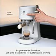 Thyme & Table Barista Mini Espresso Machine with 15-Bar Pressure and Steam Wand, Sand White