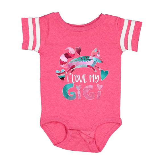 Inktastic I Love My Gigi Pink and Blue Fox with Hearts Boys or Girls Baby Bodysuit