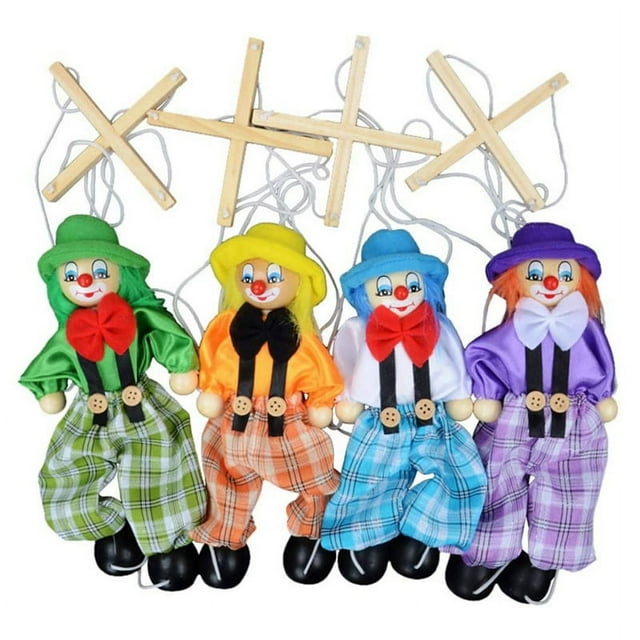 Paquete de 4 Juguetes de Marionetas de Payaso, Juguetes Creativos de Marionetas de Cuerda para NiñOs, Juguetes Interactivos para Padres e Hijos, el Mejor Regalo para NiñOs