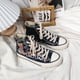 thumbnail image 4 of Zapatos de tacón plano de hip-hop pintados a mano, zapatos de lona con estampado de cómics en el campus, correas altas de moda para primavera y verano, bonitos grafitis, 4 of 5
