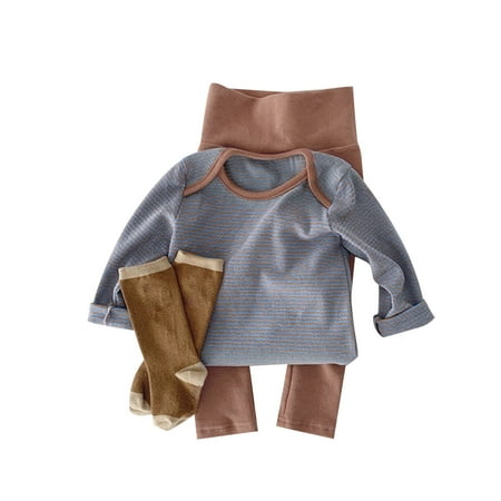 

Baby Girls Boys Autumn Striped Cotton Long Sleeve Long Pants Sleepwear Set Outfits Clothes