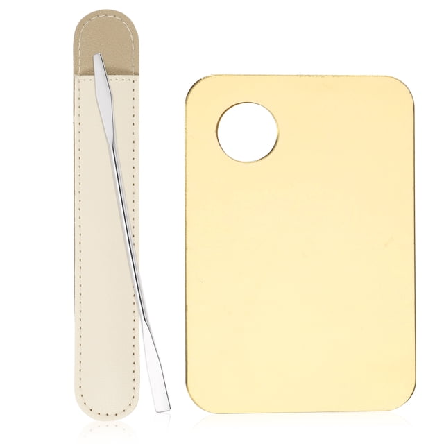 Paleta de Maquillaje Cosmético Acrílico Unique Bargains con Raspador Tono Plateado