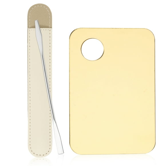 Paleta de Maquillaje Cosmético Acrílico Unique Bargains con Raspador Tono Plateado