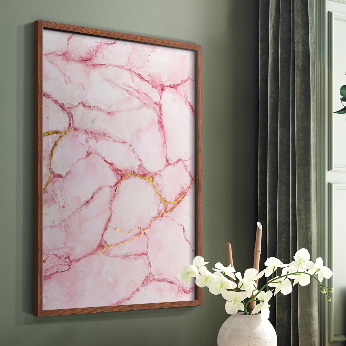 Rose Marble I in Brown Solid Wood 8 x 10 Framed Print