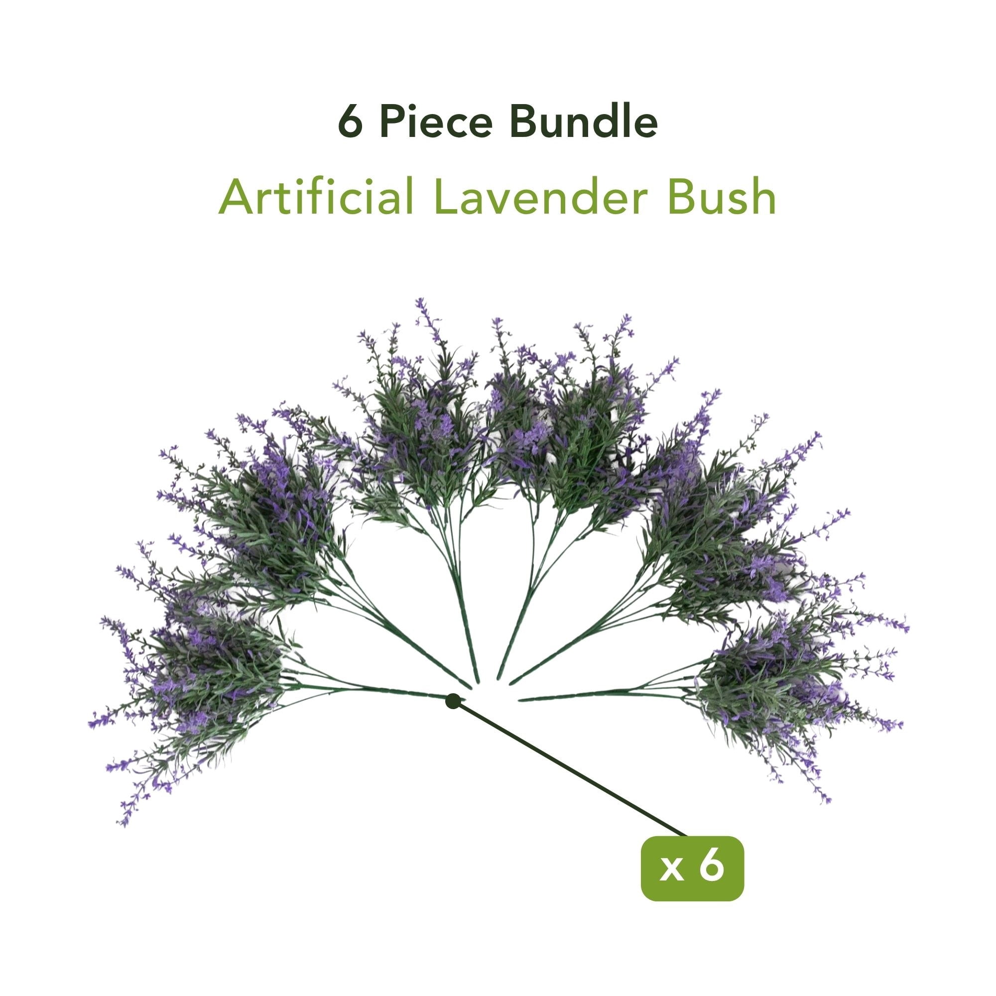 14in. UV Resistant Artificial Lavender Bush (Indoor/Outdoor) - Set of 6