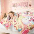 thumbnail image 5 of Erosebridal Santa Summer Twin Bedding, Beach Snowman Bedding Comforter Set, Pink Yellow, Pink Reversible, 7 Pieces, 5 of 6