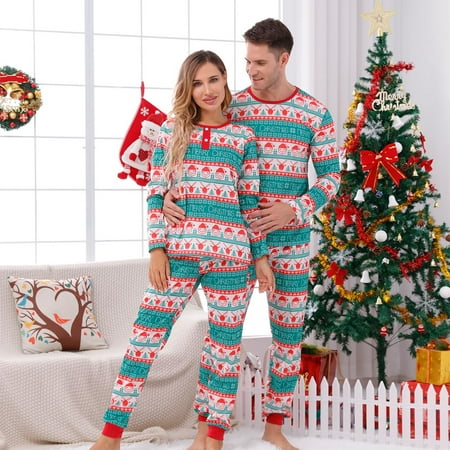 

Tejiojio Kids Clothing Holiday Gift Parent-child Warm Christmas Set Printed Home Wear Pajamas Two-piece Mom Set