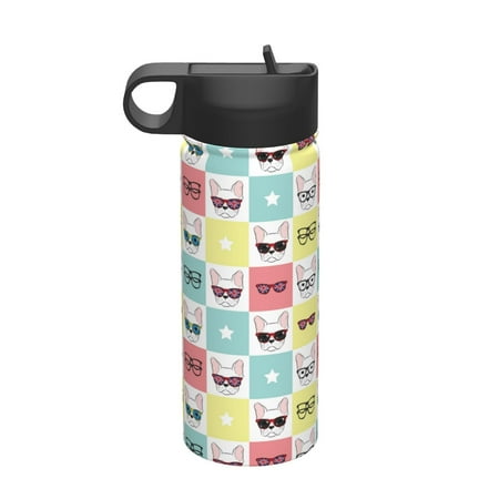 

Matuu Cute French Bulldog for 18oz Durable Thermal Cups Keep Drinks Cold & Hot Insulated Coffee Mug with Lid (With Straw)