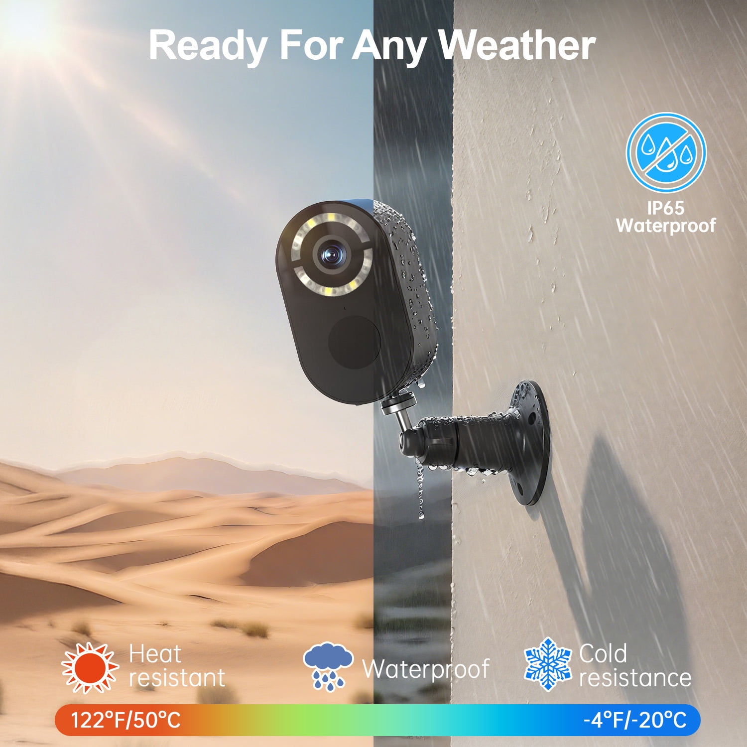Jqimn 2K Solar Security Camera, 2.4GHz WiFi Security Cameras Wireless Outdoor, Battery Powered Cameras for Home Security, Color Night Vision, 2-Way Audio, Waterproof