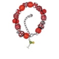 thumbnail image 2 of Delight Jewelry Silvertone Tropical Drink - Lime Green Red Paw Print Bead Bracelet, 7"+2", 2 of 4