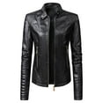 thumbnail image 2 of Leather Jackets for Women Zpanxa Women Faux Leather Moto Biker Short Coat Jacket, Plus Size Short Lightweight Motorcycle Biker Jacket, Fitted Slim Jackets Coat Black XL, 2 of 4