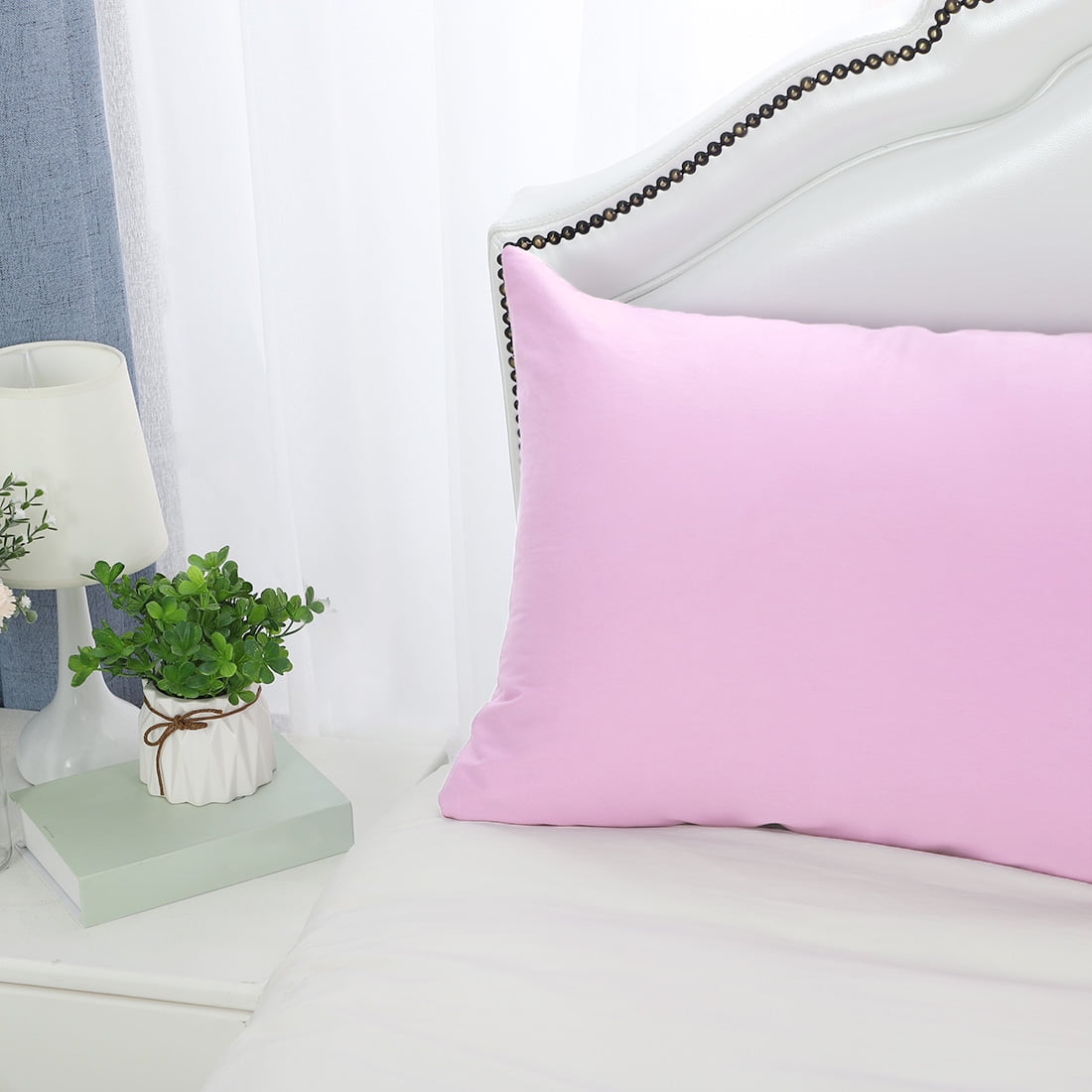 Unique Bargains Pillowcases 2-Piece Egyptian Cotton Pillow Cover Pink Standard