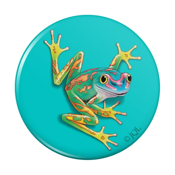 Big Tropical Rainbow Rainforest Tree Frog Pinback Button Pin