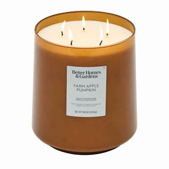 Better Homes & Gardens 5-Wick 100 oz Glass Jar Candle, Farm Apple Pumpkin