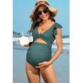 thumbnail image 5 of Sociala Maternity Swimsuit V-Neck Pregnancy Swimwear Ruffle Sleeve Bathing Suit, 5 of 9