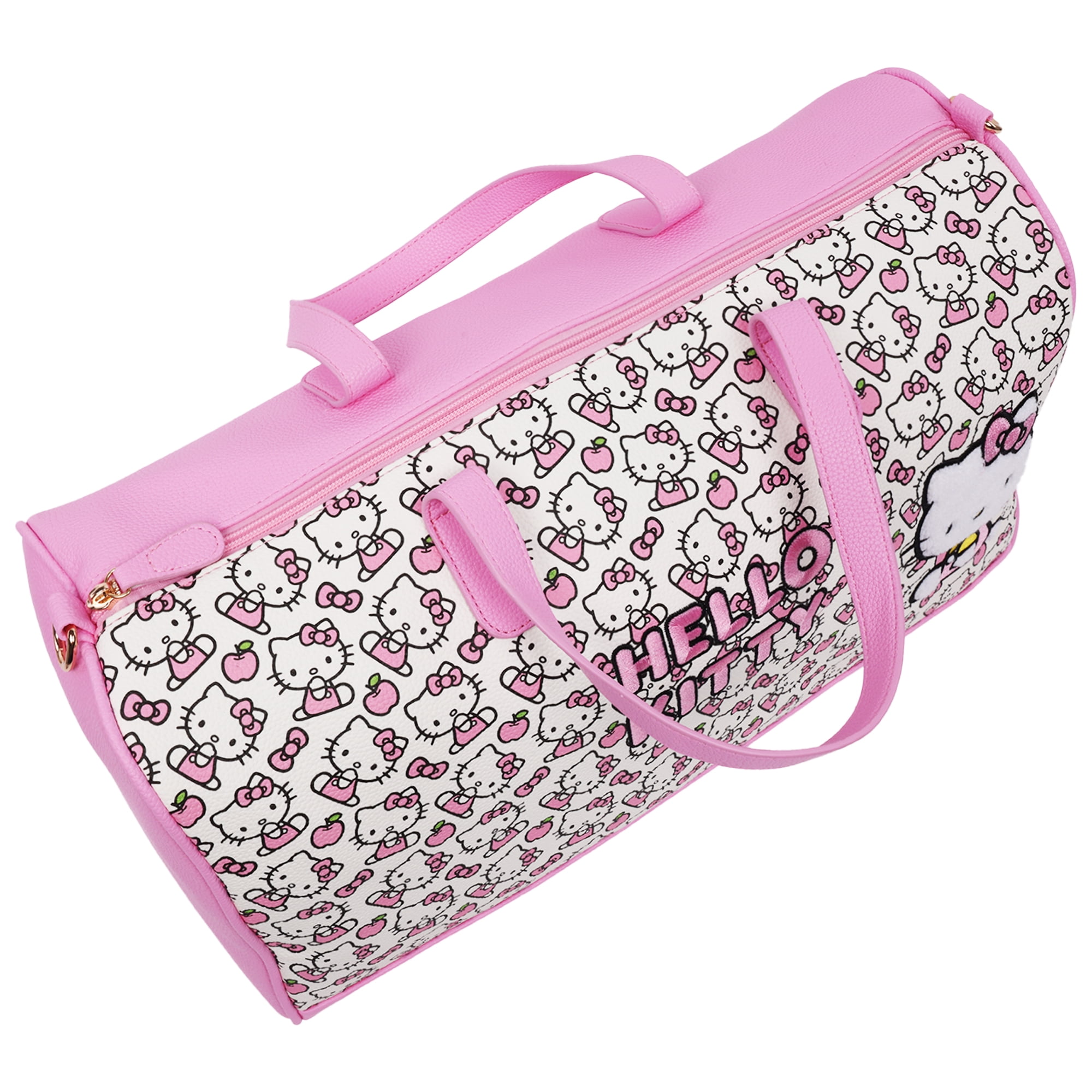 Sanrio Hello Kitty Weekender Duffel Bag, Cute Travel Tote for Women, Red