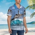 thumbnail image 5 of Easygdp Lighthouse in Havana Men's Hawaiian Shirts Print Lapel Short Sleeve for Beach, vacation, party, casual occasions - XX-Large, 5 of 9