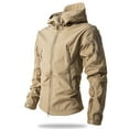 thumbnail image 4 of YDDIAN Men's Rain Jacket With Hood Windbreaker Lightweight Waterproof Raincoat Trench Coat Camping Gear Khaki 3XL, 4 of 4