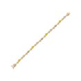 thumbnail image 2 of Gem Stone King 18K Yellow Gold Plated Silver White Moissanite and Yellow Sapphire and White Lab Grown Diamond Bracelet for Women (2.61 Cttw, Gemstone Birthstone, Round 4MM, 6.5 inch), 2 of 7