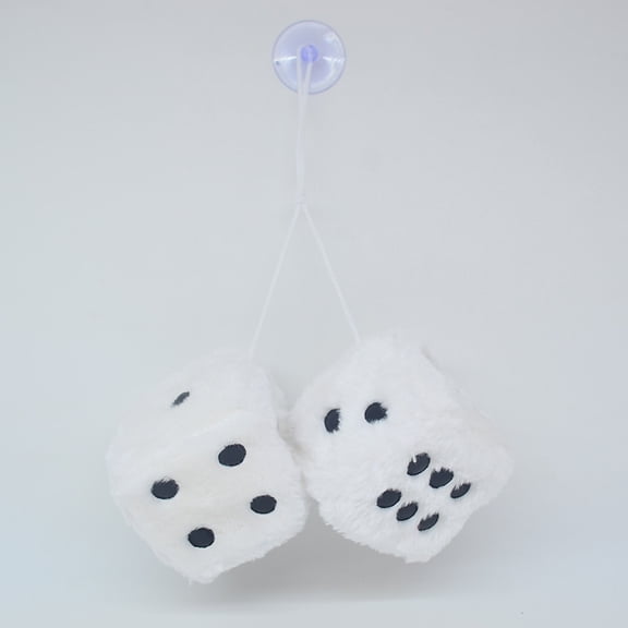 1 Pair Retro Square Plush Dice Car Hanging Ornament with Dots, Cute Soft Plush Dice Pendant for Auto Interior Rearview Mirror Decor