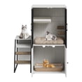 thumbnail image 2 of 2-Tier Cat Litter Box Furniture - Enclosed Hidden Litter Box Cabinet with Doors, Storage Shelf & Step Ladder - Discrepet Cat Toilet Furniture for Home Decor, Large Size for Multiple Cats, 2 of 8