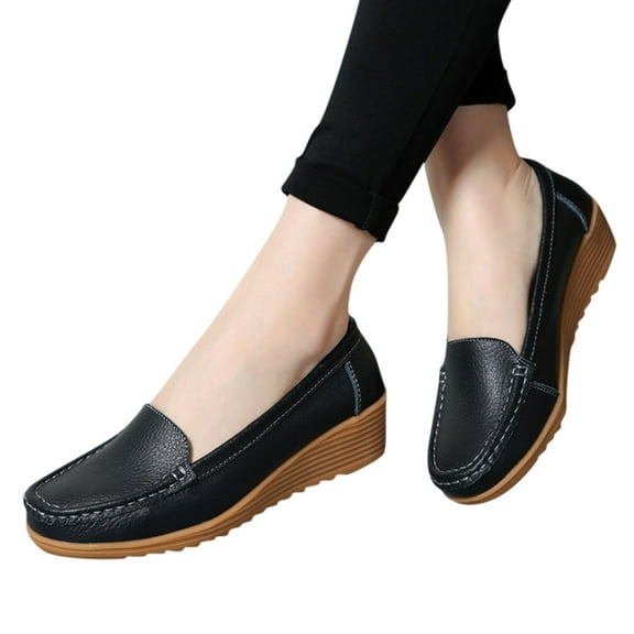 Oyedens Women's Wedge Loafers Flats Casual Slip on Walking Loafer Flat Driving Work Shoes for Women