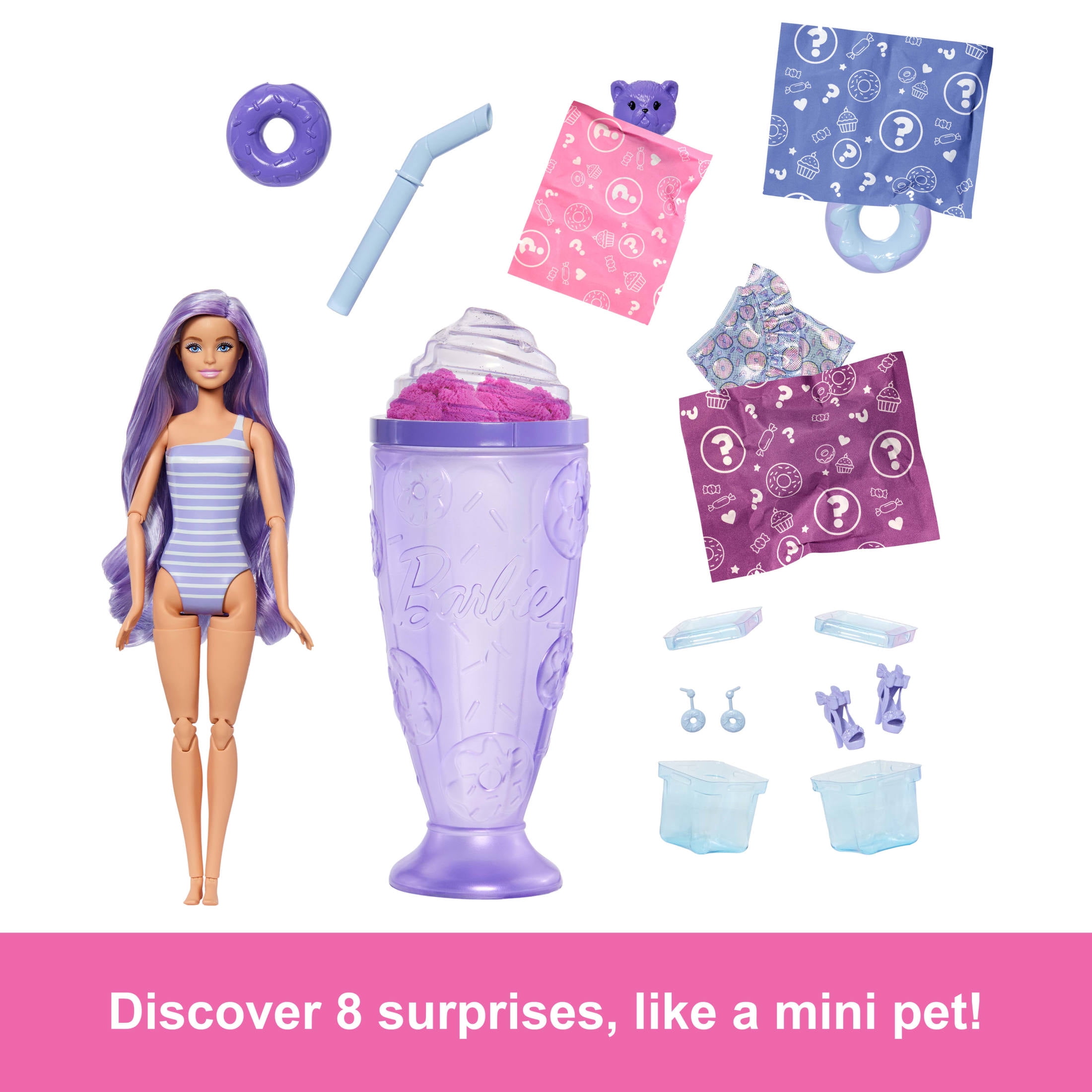 Barbie Pop Reveal Treat Series Doll & Accessories Set, 8 Surprises Include Pet (Styles May Vary)