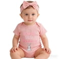 thumbnail image 2 of RMGVDSD Baby Girl Romper Summer Outfit Soft Ribbed Onesie Short Sleeve One Piece Jumpsuit Headband Comfy Cute Crawling Suit 6-12 Months, 2 of 4