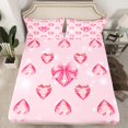 thumbnail image 2 of Homewish Pink Bling Crystal 3pcs Twin Sheet Sets For Girls,Kawaii Ribbon Bow Twin Fitted Sheet,Dreamy Princess Breathable Flat Sheet,Luxury Bedroom Decor, 2 of 7