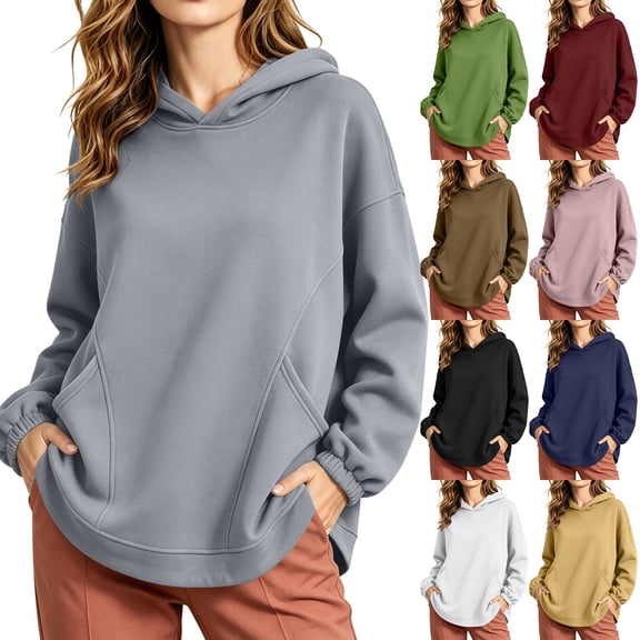Hilenly Oversized Hoodies for Women Long Sleeve Pullover Hoodie Hooded Sweatshirts Comfort Travel Outfits