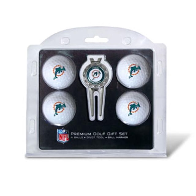Team Golf Miami Dauphins Lot de 4 Balles de Golf et Ensemble d'Outils de Plongée