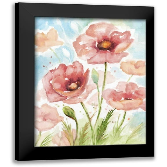 Nan 12x14 Black Modern Framed Museum Art Print Titled - Botanical Blush I