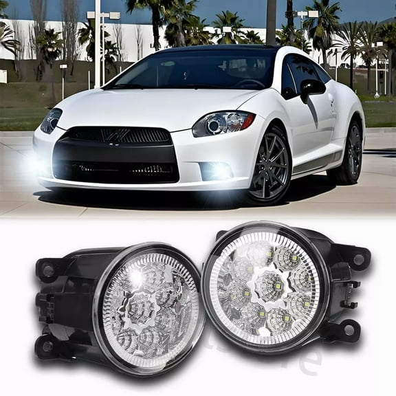 CHUSYYRAY Pair for Mitsubishi Eclipse 2006-2012 Clear Lens Front Bumper Fog Light Lamps Super Bright White