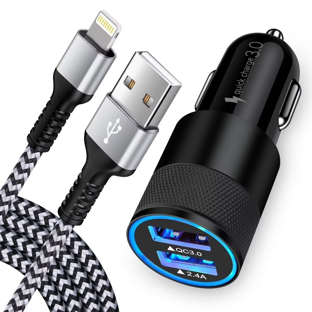 Car Charger,iPhone Car Charger Adapter with Lightning Cable 10ft HAOANO