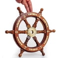 thumbnail image 4 of Nagina International Nautical Premium Sailor's Hand Crafted Brass & Wooden Ship Wheel | Luxury Gift Decor | Boat Collectibles (42 Inches, Anchor & Strip), 4 of 6