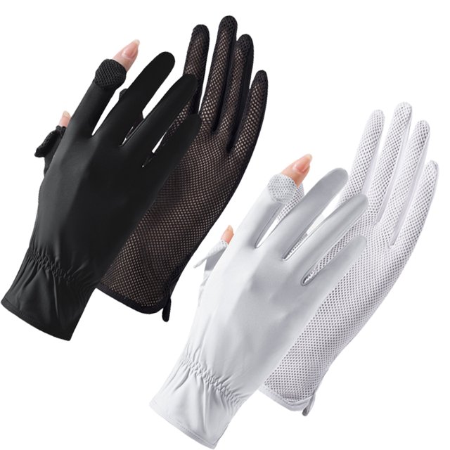 2 paquetes de guantes de protección solar UV para mujer, guantes antideslizantes con pantalla táctil y dedos completos, guantes transpirables de verano para exteriores para mujer