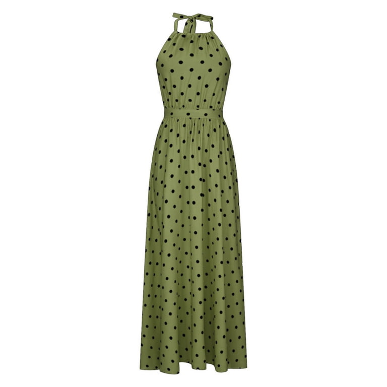 HomeGardon Summer Dresses for Women Women Summer Halter Neck Sleeveless  Dresses,Floral Polka Dot Print Wedding Guest Hawaiian Beach Halter Neck  Long Boho Dresses Black,S-XL - Walmart.com