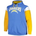 thumbnail image 2 of Men's Profile Powder Blue Los Angeles Chargers Big & Tall Trench Battle Pullover Hoodie, 2 of 3
