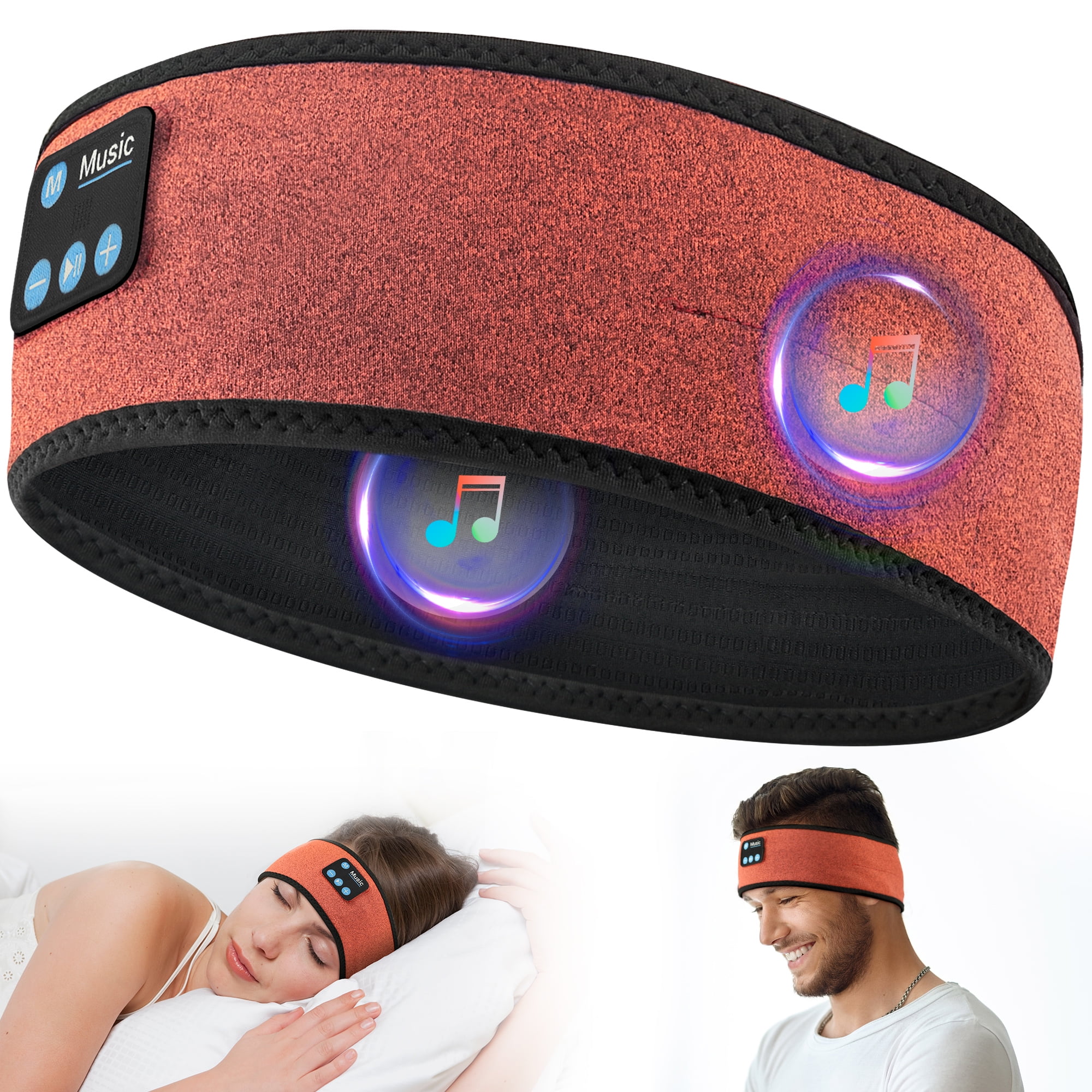 Sleep Headphones Bluetooth Headband ,Peatop Black Acrylic Wireless  Earphones with Built-in Speakers for Women Men Yoga Running Sports Camping  Jogging Sleeping(Grey) 