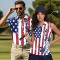thumbnail image 2 of Aplkyhs Vintage American Flag Matching Couple Tennis Shirts Quarter Zip Matching Golf Shirts for Couple Machine Washable Mens Hawaiian Shirt for Golf Tennis Hiking, 2 of 6