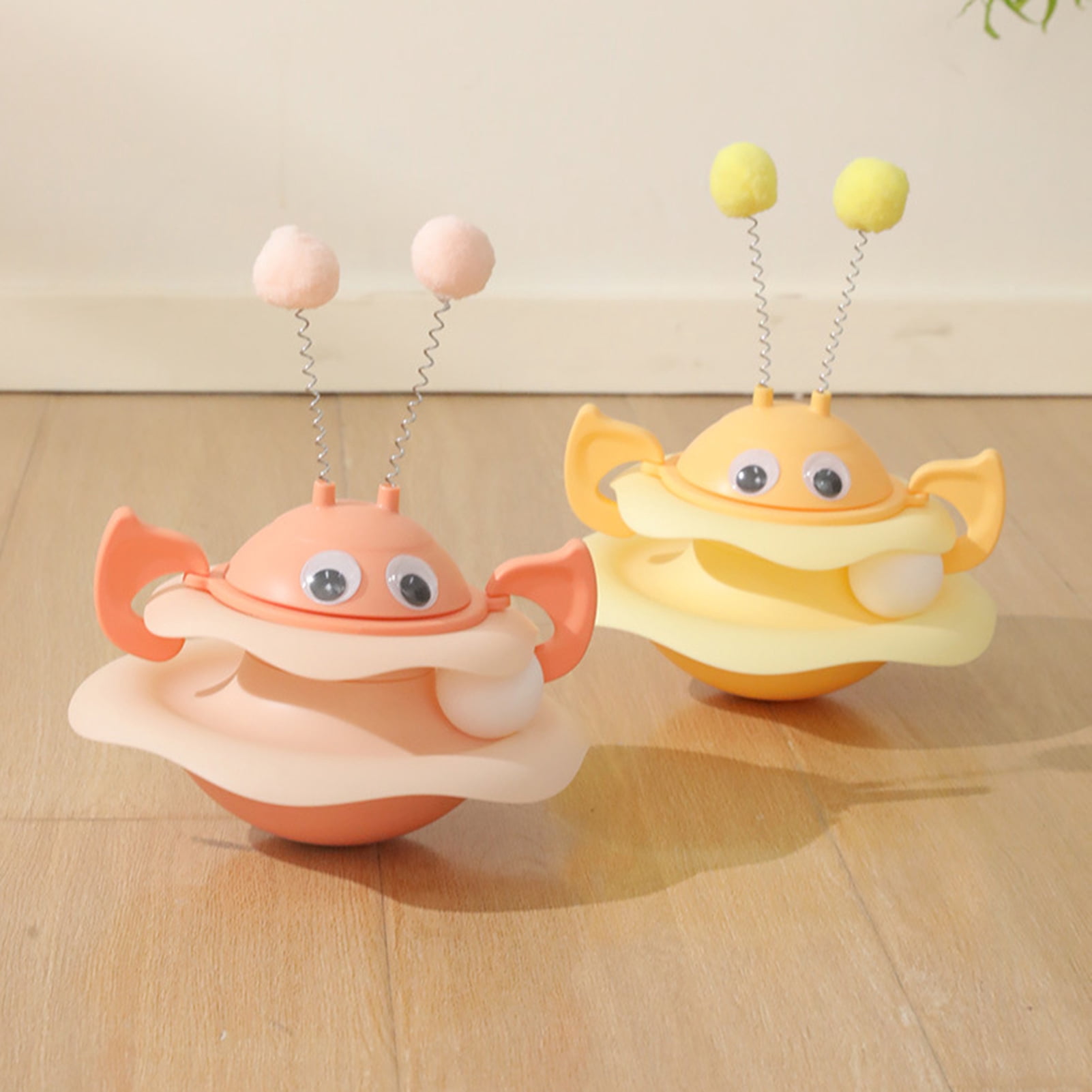 YIFAEUX Cat Ball Track Toy Interactive Bee Shaped Cat Tower with Roller Ball Turntable Tumbler Cat Toy with Spring Pompom Ball for Indoor Cats